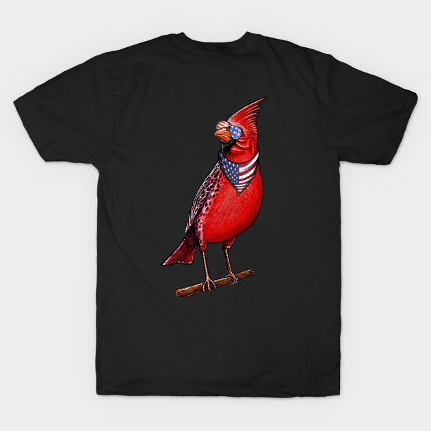 Red Cardinal bird,American cute red bir American flag by Artardishop